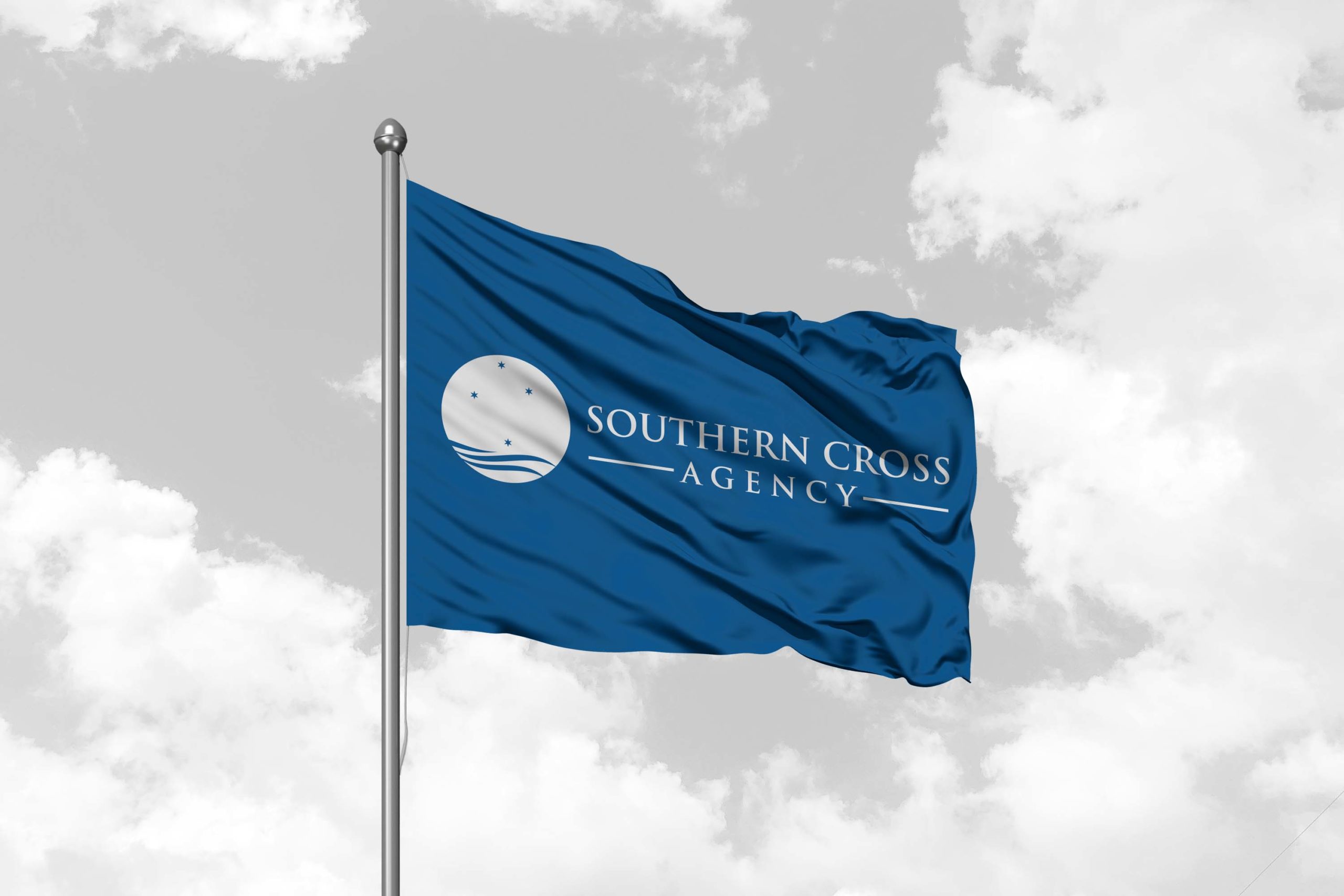 A mockup of a Southern Cross Agency LLC flag.