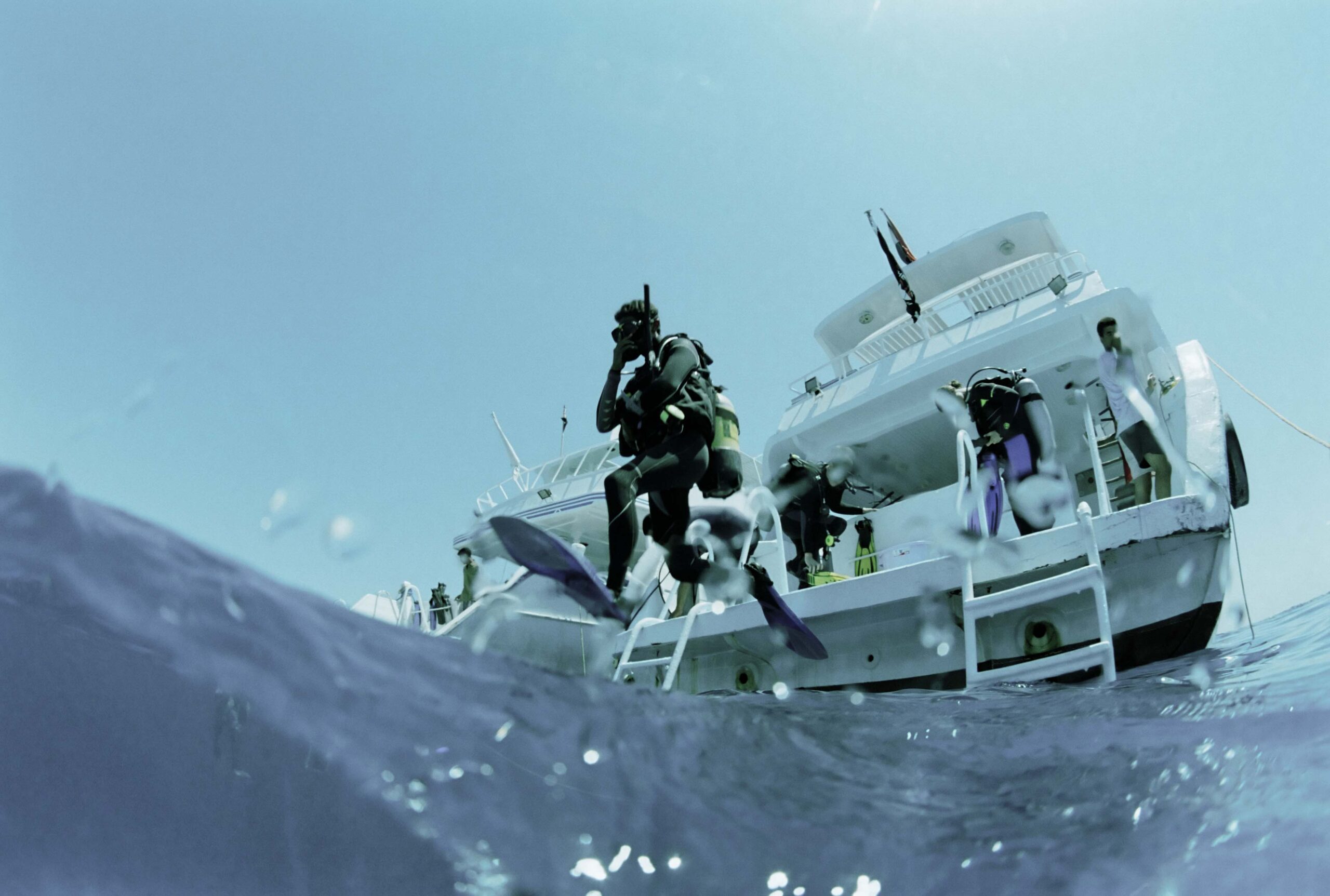 Diver jumping in the water